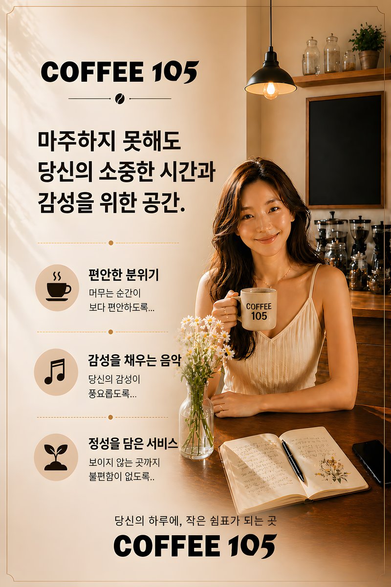 COFFEE 105 - 마주하지 못해도 당신의 소중한 시간과 감성을 위한 공간